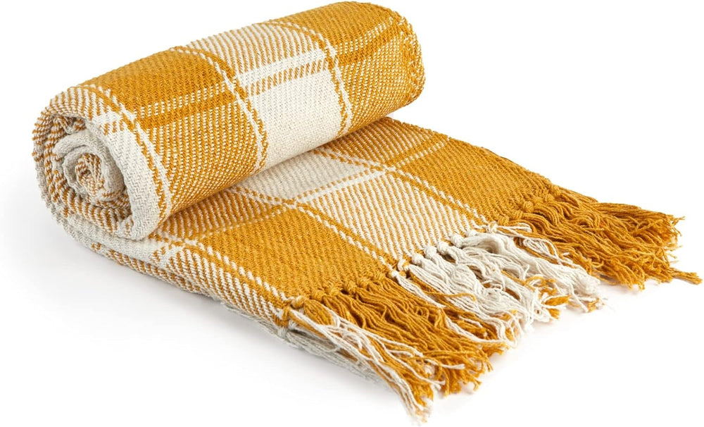 Frisco plaid, Genbrugsbomuld, Traditionel, Plaid, Til stol, sofa, sofa, plaid, tæppe, antracit, 127 X 152 Cm Emma Barclay Senge og tæpper okker 70X100" (178X254Cm)