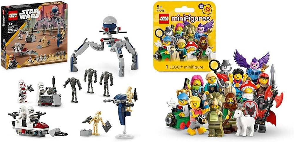 LEGO Star Wars 75372 Clone Trooper & Battle Droid Battle Pack, inkl. 4 minifigurer, 5 droider og speeder motorcykel med skydespil - Byggelegetøj til drenge og piger i alderen 7+ Byggesæt Besuche den LEGO-Store Battle pack + Minifigures Series 25