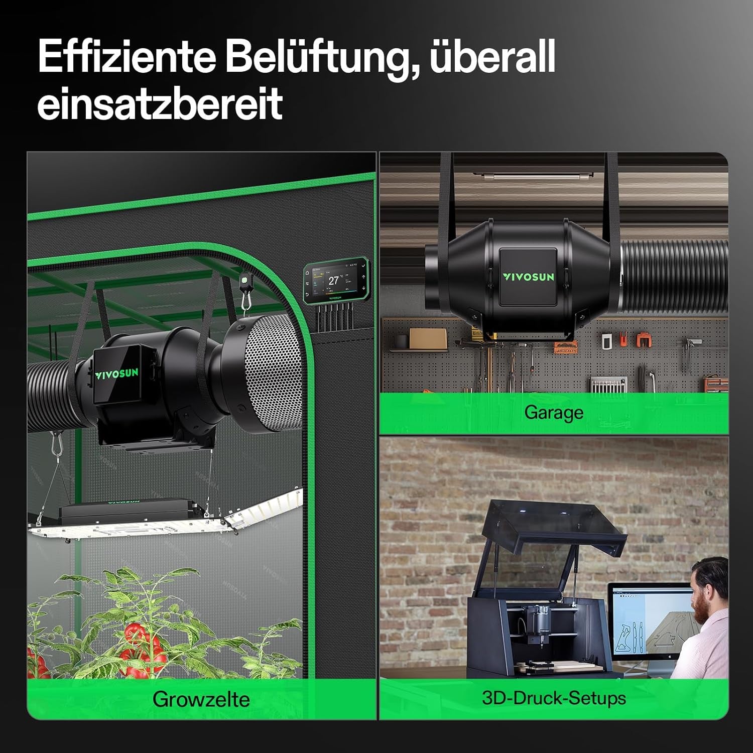 VIVOSUN 100 mm AeroZesh G4 Smart Inline blæser/udstødningssæt med GrowHub E42A+, temperatur- og fugtighedskontrol, WiFi/app fjernbetjening, aktivt kulfilter og slange til væksttelte og hydroponics