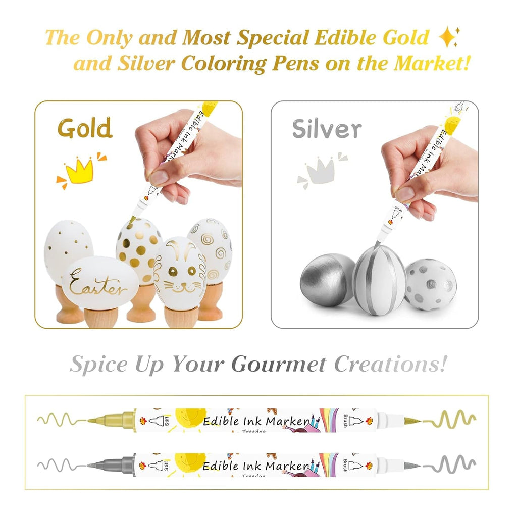 Pixuri de colorant alimentar pentru copt, 12 pixuri de colorant alimentar pentru fondant, pixuri alimentare comestibile, ouă de Paște DIY pentru ziua de naștere pentru decorare, pixuri de colorant alimentar gourmet pentru prăjituri, fursecuri, deserturi