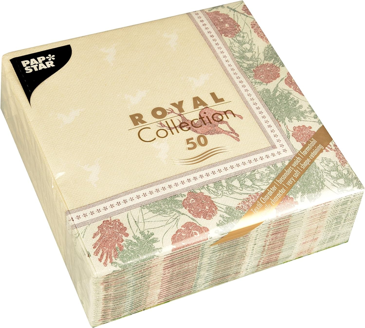 Papstar, 50 de șervețele "Colecția ROYAL" 1/4 pliere 40 Cm X 40 Cm "Cerbul Majestic", #85654