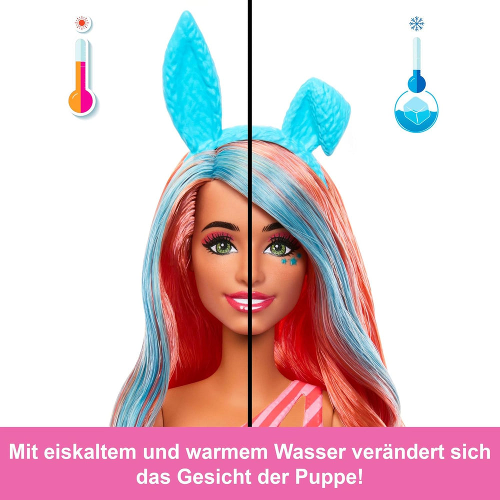 Set Barbie Pop Reveal cu păpușă și accesorii, seria Shakes, păpușă la modă pisoi parfumată drăguță și animal de companie, cu 8 surprize, inclusiv schimbarea culorii, JCN87