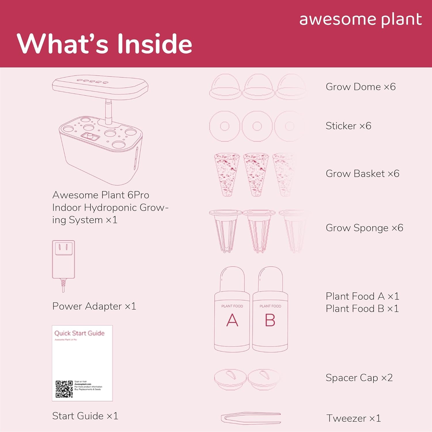 6Pro Hydroponic Grow System Kit (6 kapsler), Indendørs Havebrugssæt med 3 L vandtank, 3 dyrkningstilstande og lydløs pumpe, Home Urter og Salat Dyrkning Kit, Justerbar højde op til 33,0 cm, hvid