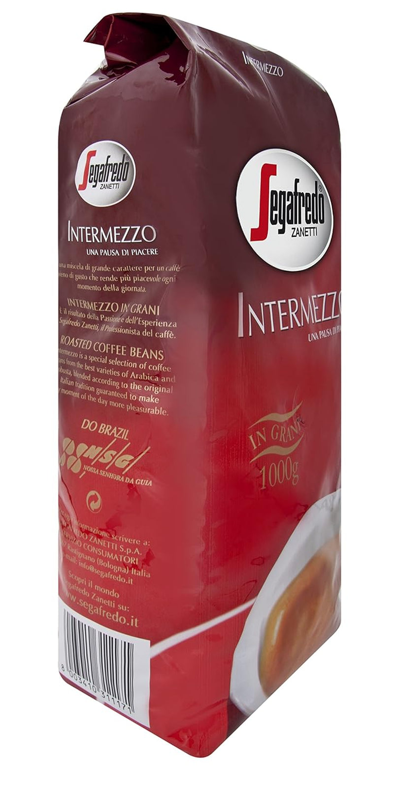 Segafredo Zanetti Intermezzo - Ganze Bohne (1 kg Packung) - Geeignet für alle italienischen Kaffeespezialitäten - Kaffeebohnen mit mittlerer Röstung, stark und vollmundig im Geschmack