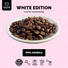 KING'S COFFEE - EDIȚIE ALBĂ - amestec ușor 100% Arabica din Etiopia, Mexic, Peru și Tanzania - prăjire în loturi mici în Italia - boabe de espresso întregi pentru aparate portafilter - 1 kg