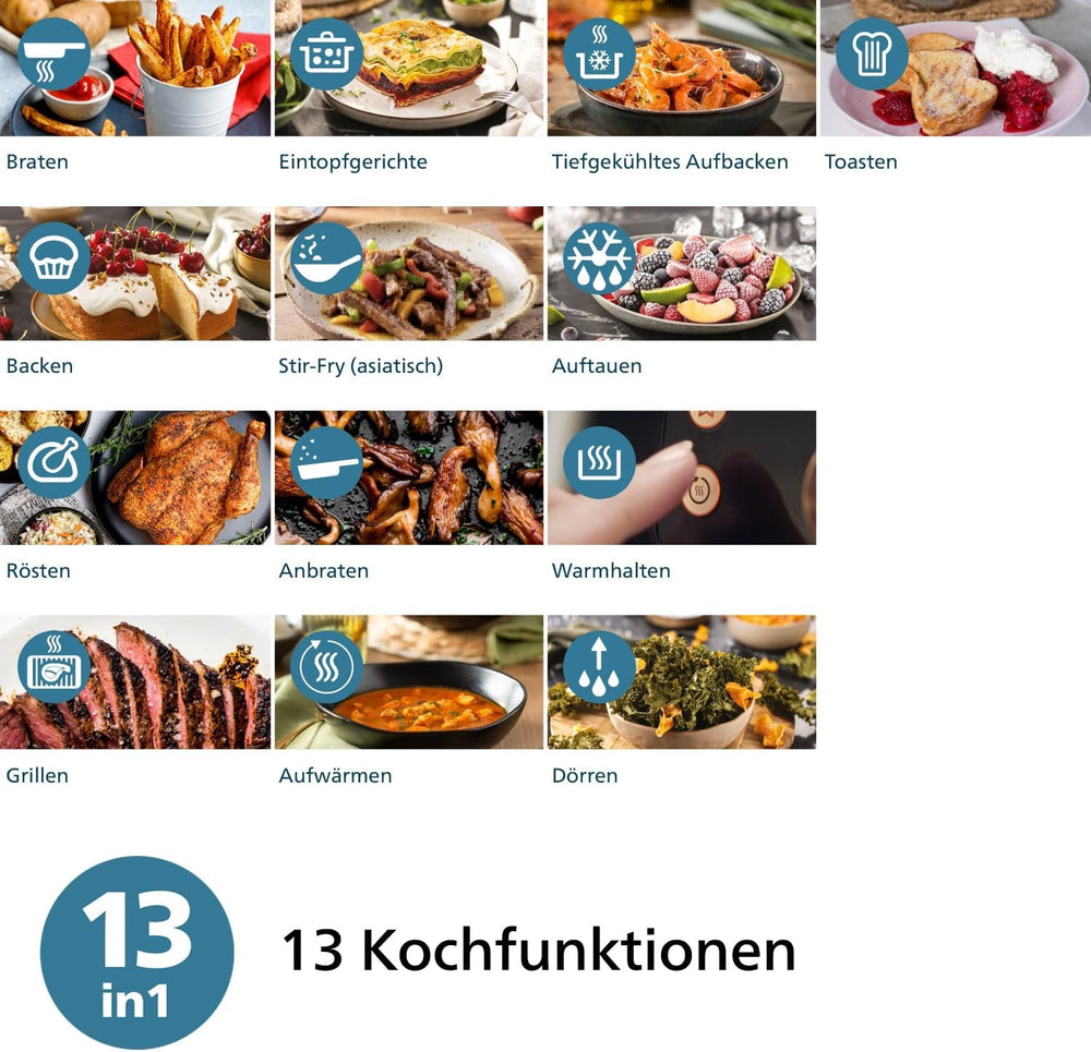 Philips Airfryer 2000 series 4,2L - Digital berøringsskærm, 13 tilberedningsmuligheder, 9 forudindstillede funktioner, Op til 90 % mindre fedt med Rapidair-teknologi, effekt 1500W Hvidevarer Naty Shop