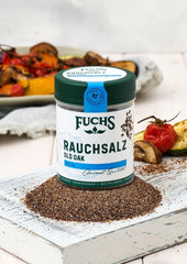 Fuchs Gewürze - Rauchsalz "Old Oak" - über Eichenholz geräuchert, rauchiger Gesmack für Grillfleisch oder Fisch - natürliche Ingrediens - 100 g i wiederverwendbarer, genbrugsbarer Dosis