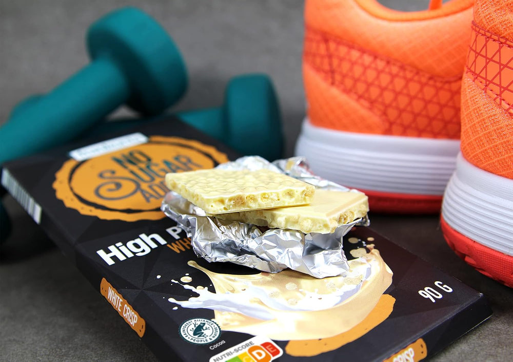 frankonia CHOCOLAT POWER MOTION uden tilsat sukker - Sprød hvid chokolade med højt protein- og lavt kulhydratindhold, 90 g