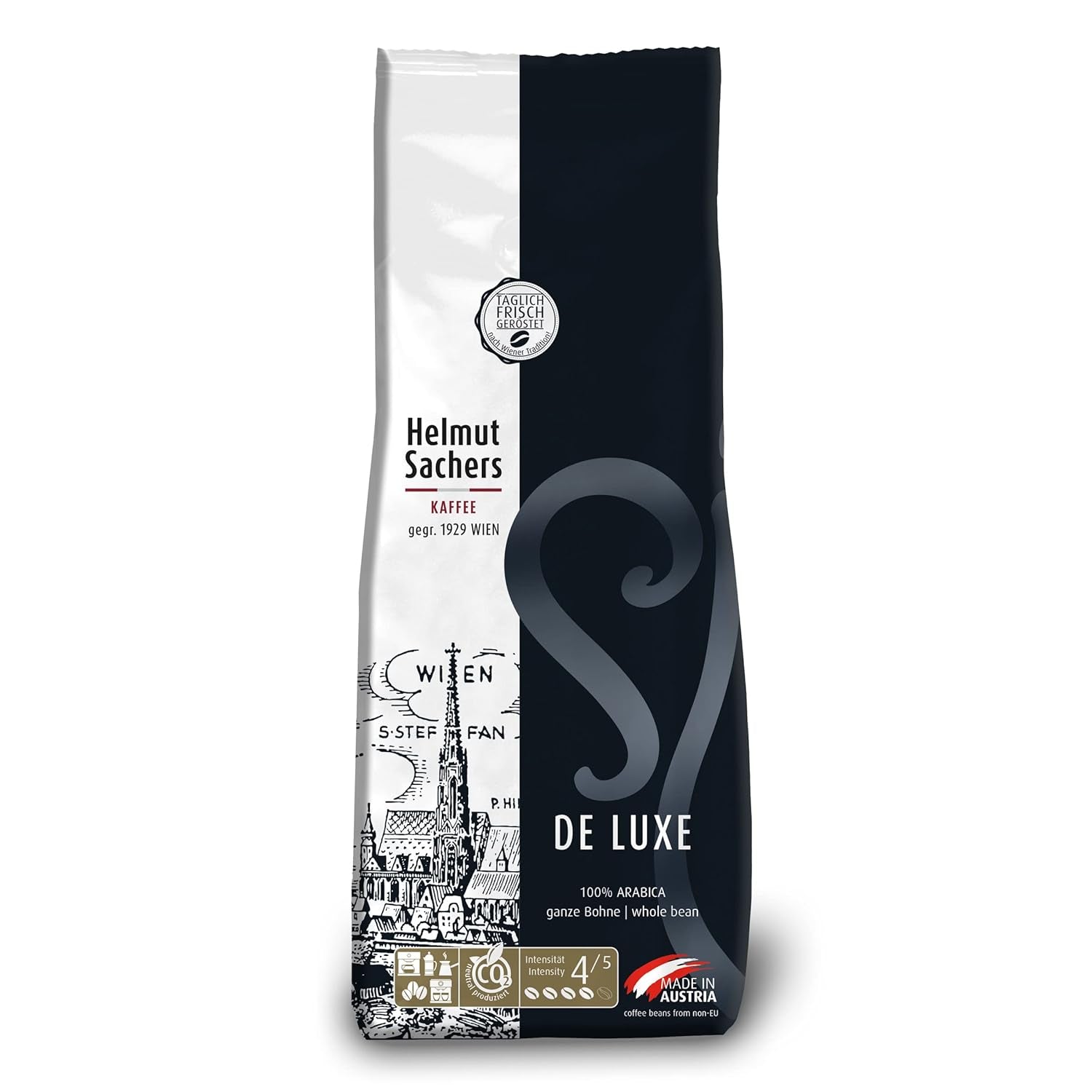 Helmut Sachers Kaffee - amestec vienez, cafea Viennese Melange din boabe Arabica de primă clasă, prăjite în Austria Cafea Naty Shop 500 grame Deluxe