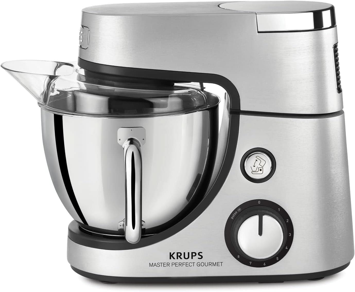 Robot de bucătărie Krups KA631D Master Perfect Gourmet | 1100 wați | 8 viteze | Bol din oțel inoxidabil de 4,6 litri | 5 accesorii: set de coacere, bol flexibil, unitate de mărunțire | oțel inoxidabil periat Mama si Copilul Naty Shop