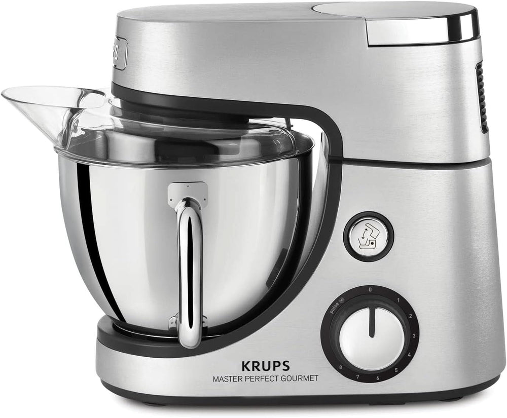 Robot de bucătărie Krups KA631D Master Perfect Gourmet | 1100 wați | 8 viteze | Bol din oțel inoxidabil de 4,6 litri | 5 accesorii: set de coacere, bol flexibil, unitate de mărunțire | oțel inoxidabil periat Mama si Copilul Naty Shop