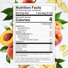 Total Tea Zero Cofeină Ceai Detox - Complet natural - Ceai din plante pentru curățare delicată, susține regenerarea ficatului, detoxifierea organismului, cura de detoxifiere - 25 pliculețe de ceai Ghimbir-piersică