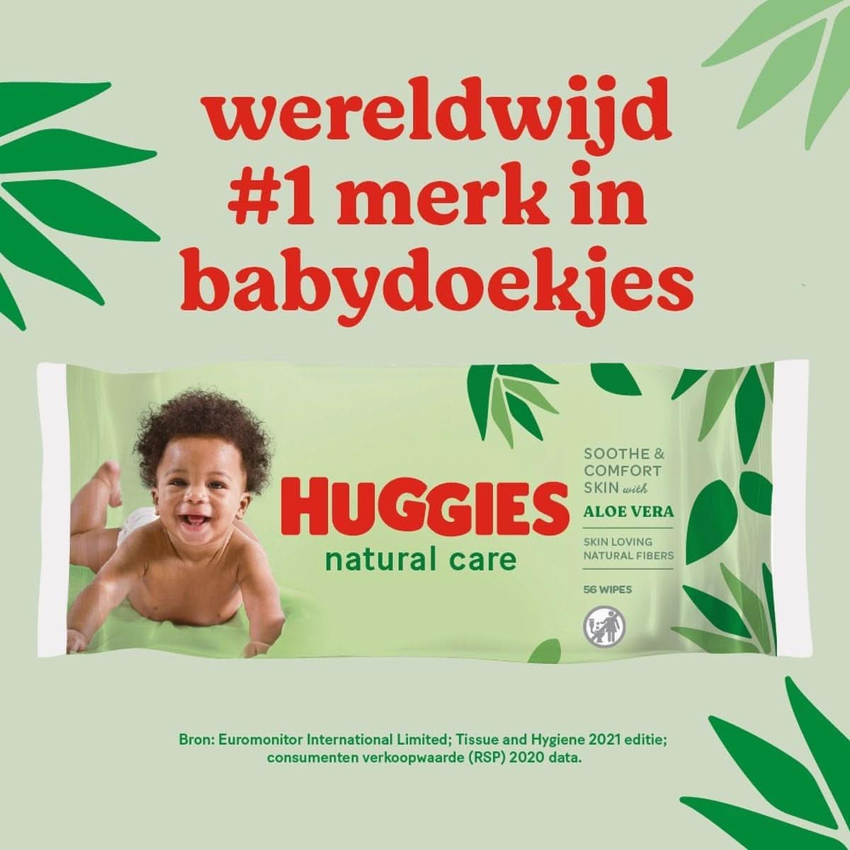 Huggies® Natural Care Baby Wipes, 10 x 56 Wipes, lavet af hudplejefibre til sund hud, beriget med Aloe Vera Baby Wet Wipes Naty Shop