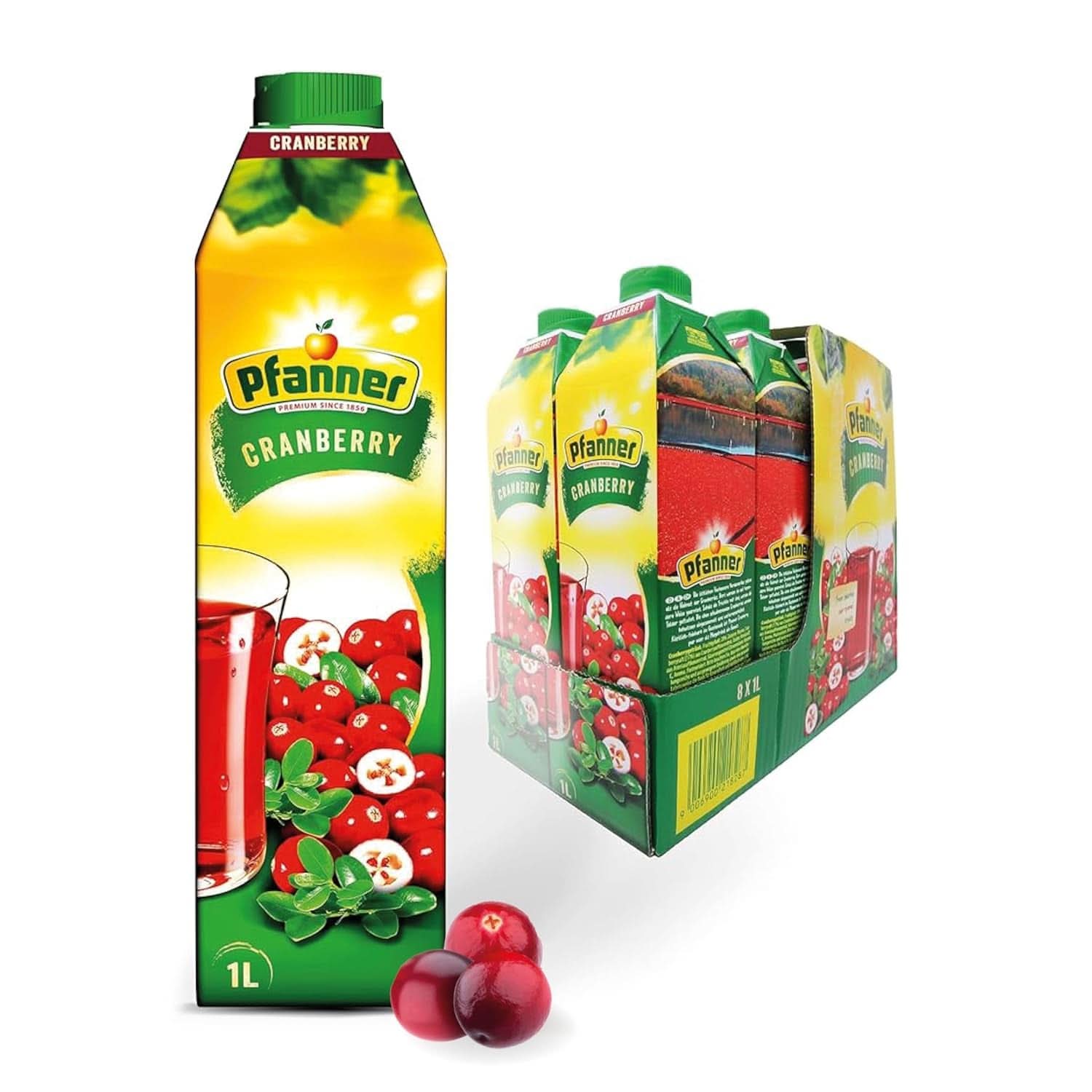 Pfanner Jordbærfrugtnektar (8 X 1 liter) - 30 % frugtindhold - jordbærdrik Naty Shop Tranebær