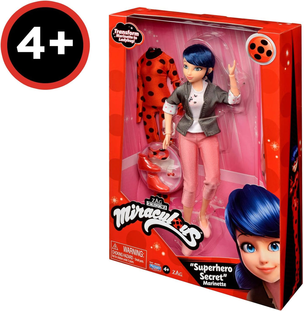 BANDAI – Miraculous Ladybug – Păpușă la modă Marinette și Ladybug – Păpușă articulată 26 cm cu 2 ținute – Păpușă articulată Miraculous Toy – Jucărie pentru copii de la 4 ani în sus – P50355