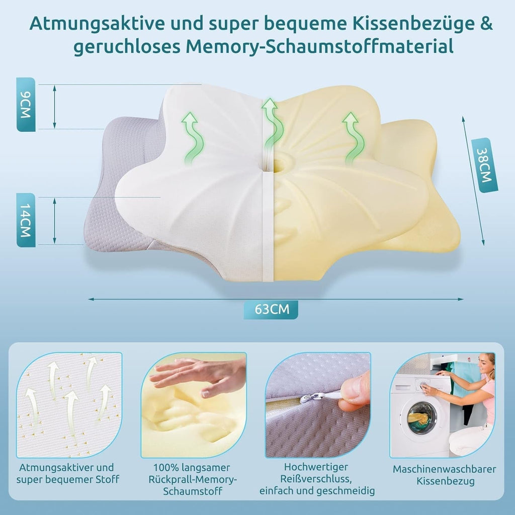 Pernă din spumă de memorie DONAMA Pernă pentru gât Pernă ergonomică pentru dormit lateral Pentru dormit lateral, spate și stomac Perne ortopedice cervicale Naty Shop
