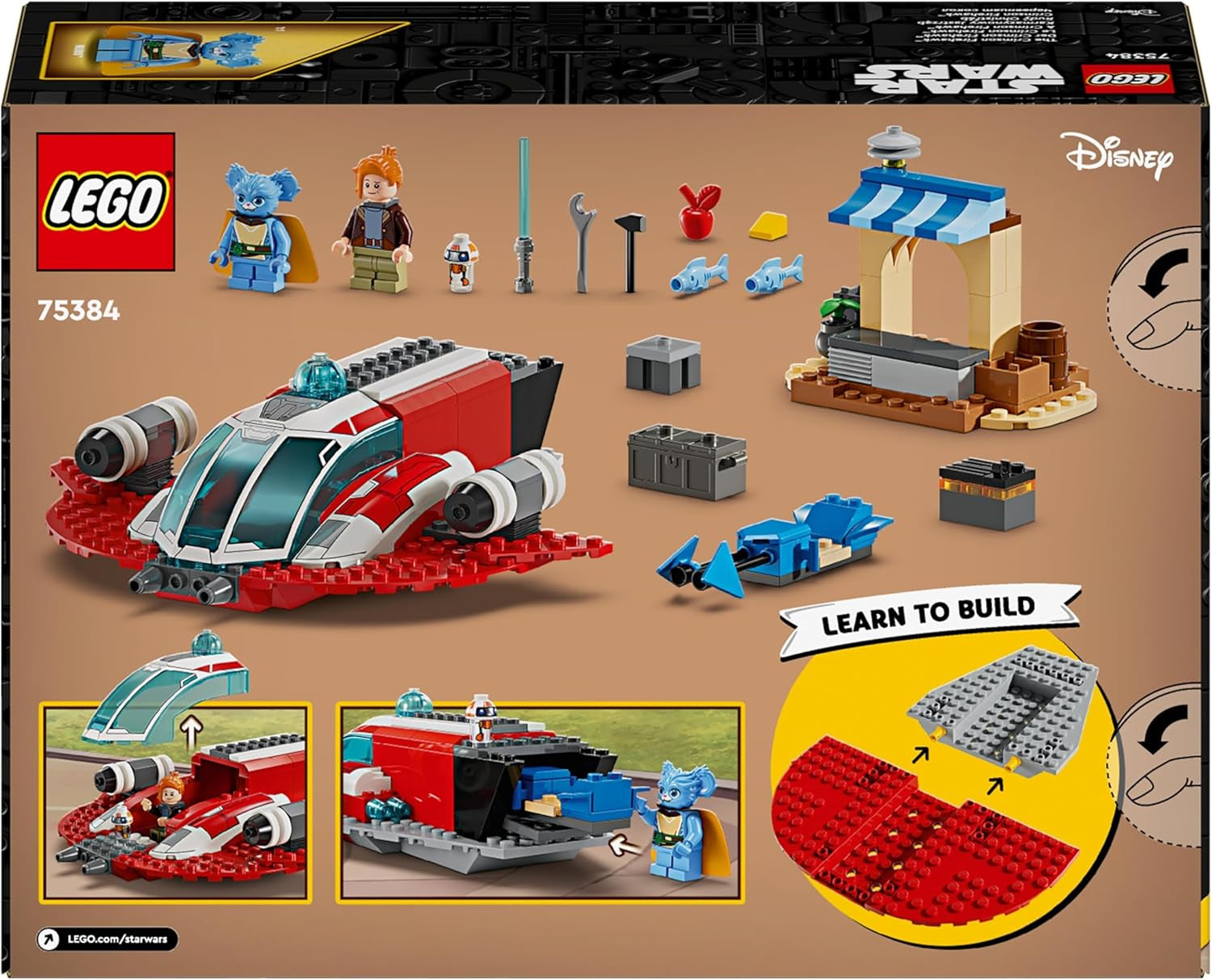 LEGO Star Wars: The Adventures of the Young Jedi Crimson Firehawk, startsæt til børn med bygbart rumskib, speedercykel og 3 figurer, gave til drenge og piger 4 år gamle 75384 byggesæt Besuche den LEGO-Store