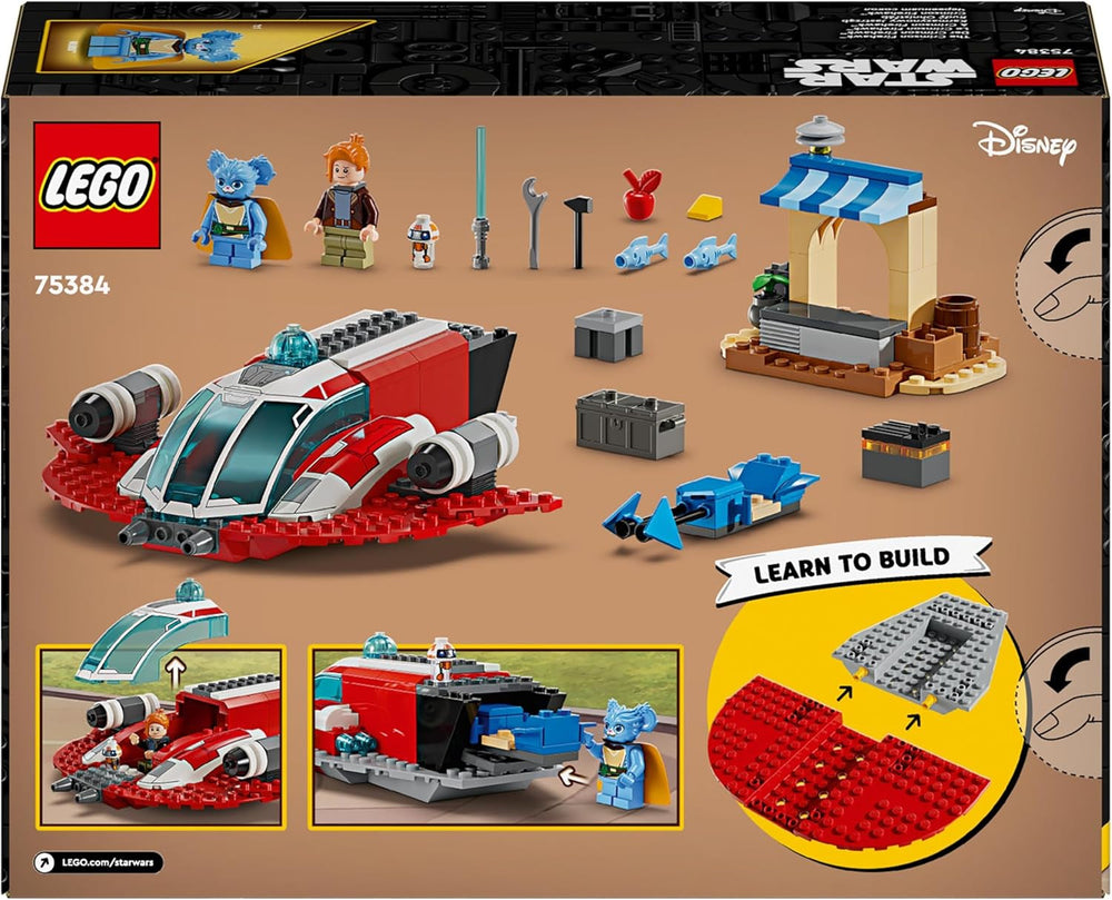 LEGO Star Wars: The Adventures of the Young Jedi Crimson Firehawk, startsæt til børn med bygbart rumskib, speedercykel og 3 figurer, gave til drenge og piger 4 år gamle 75384 byggesæt Besuche den LEGO-Store