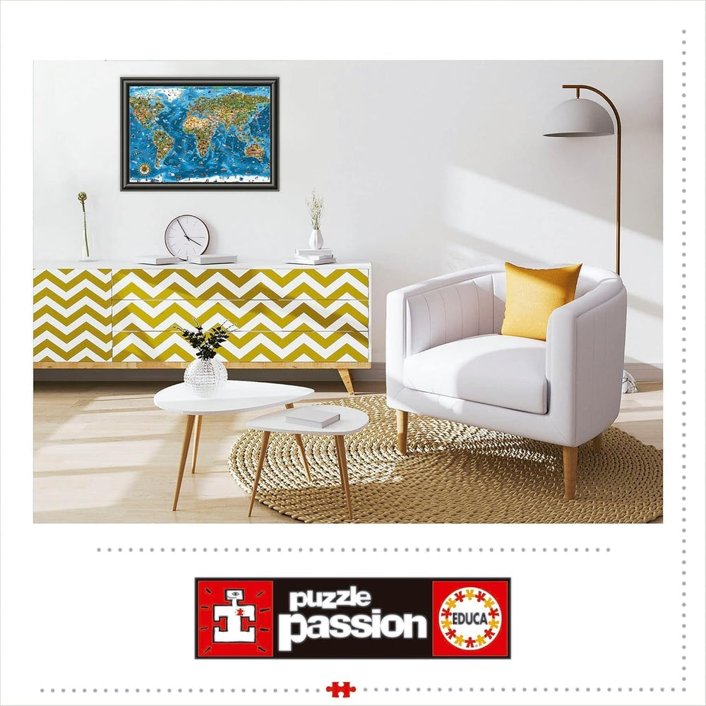 Educa - Puzzle 1000 piese pentru adulti | Minunile lumii, puzzle 1000 piese pentru adulti si copii, obiective turistice, harta lumii. Jigsaw puzzle pentru adulți de la 14 ani (19022) Puzzle Naty Shop