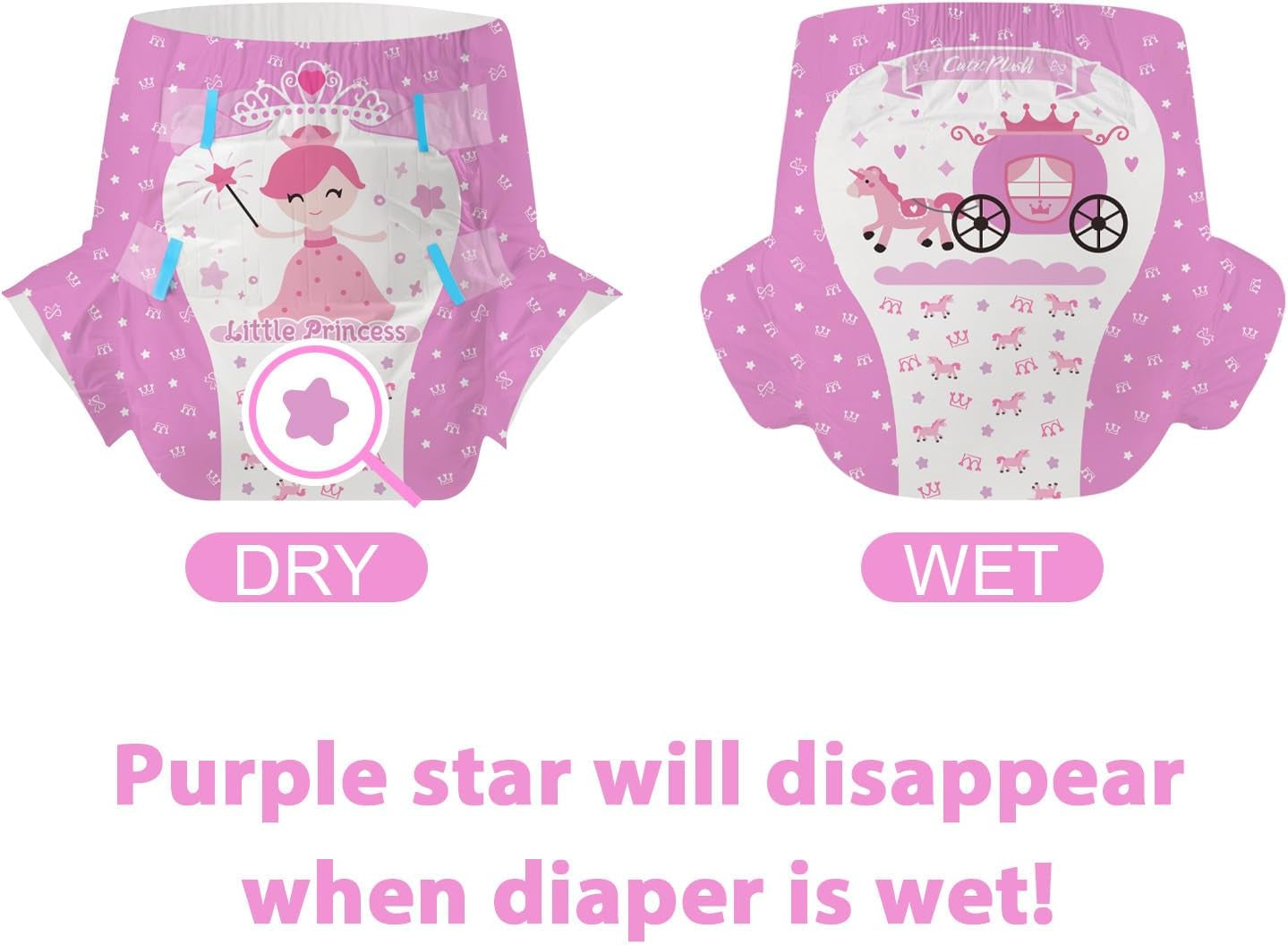 CutiePlusU voksenbleer, 10 stykker, engangsinkontinenstrusser med lagen til kvinder og mænd, maksimal absorptionsevne natten over - lille prinsesse (stor størrelse 94-119 cm)