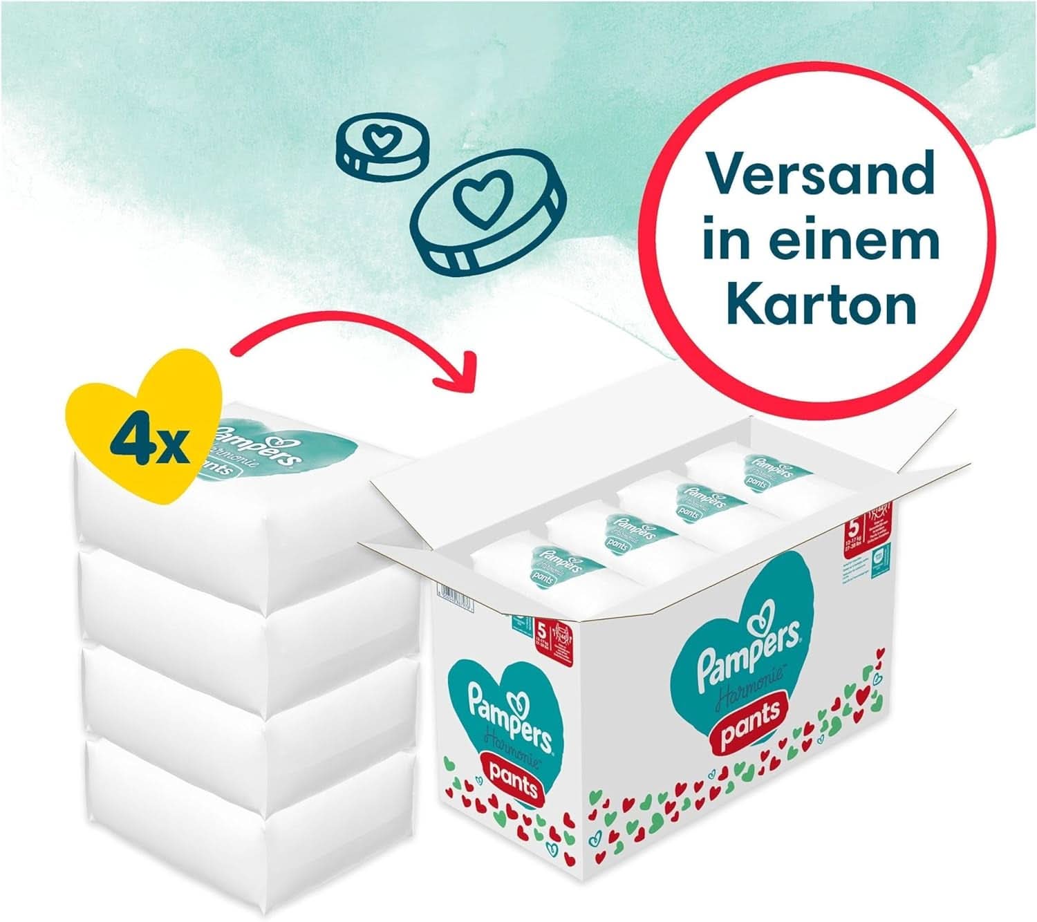 Pampers Harmonie Ble Bukser Baby, str. 5 (12Kg-17Kg), 144 stk Naty Shop