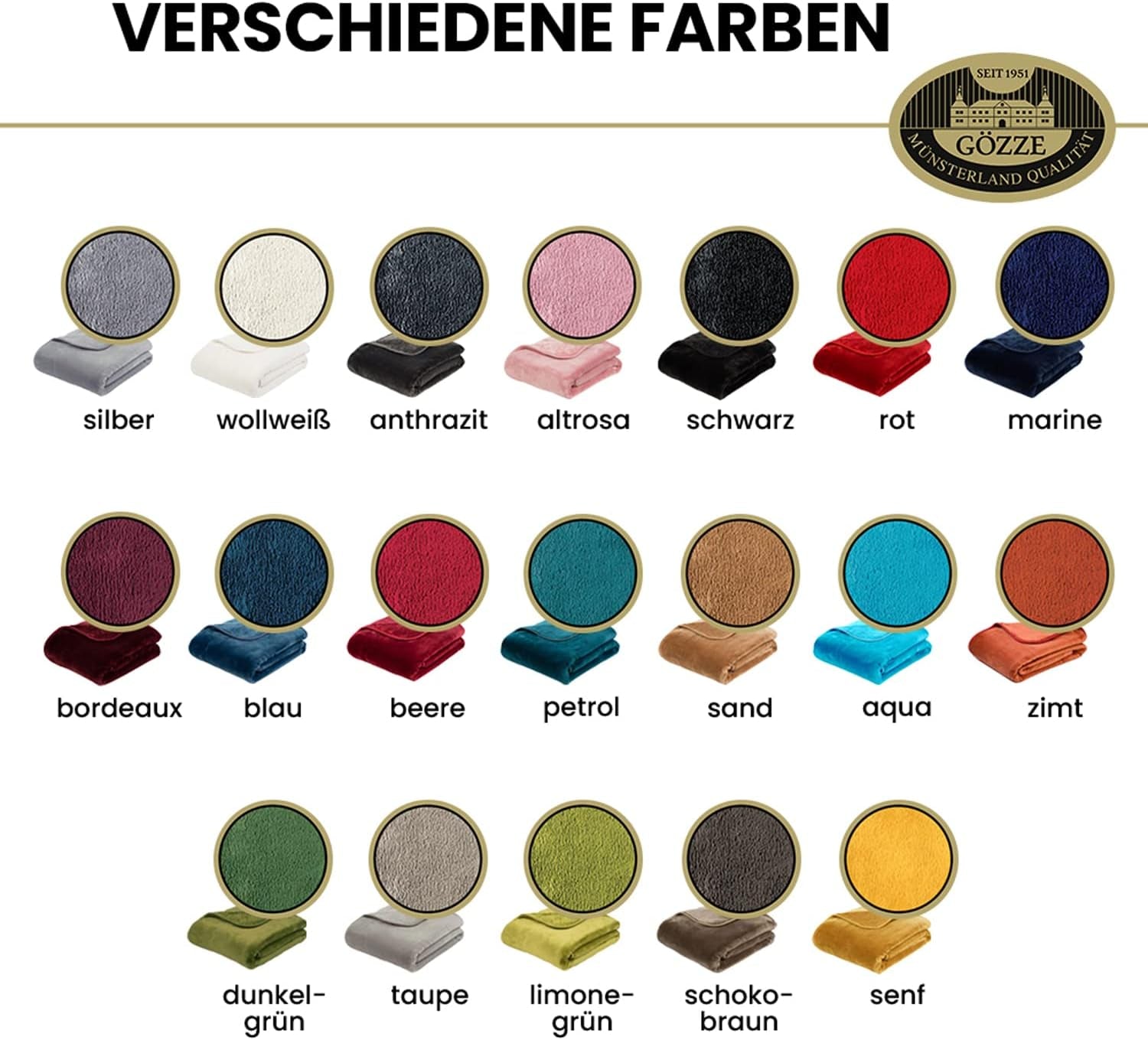 Gözze - Komfortabelt tæppe Premium Cashmere-følelse, 500 G/M², 180 X 220 Cm - sennepssenge og tæpper Besuche den Gözze-Store