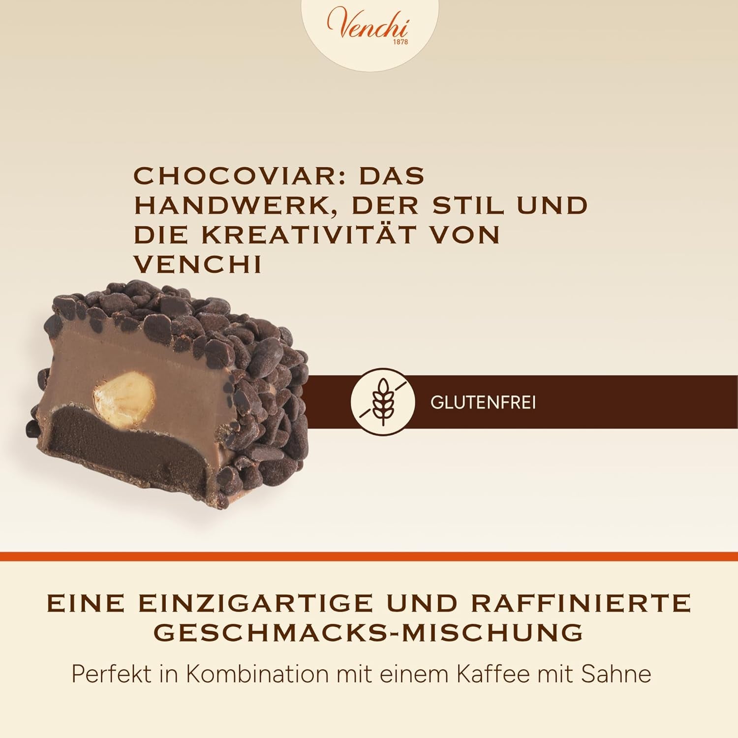 Venchi – Chocoviar Gianduia, praliner i 1 kg pose, Gianduia chokolade fremstillet udelukkende med "Piemonte skovhasselnødder", glutenfri, uden kunstige farver og uden konserveringsmidler