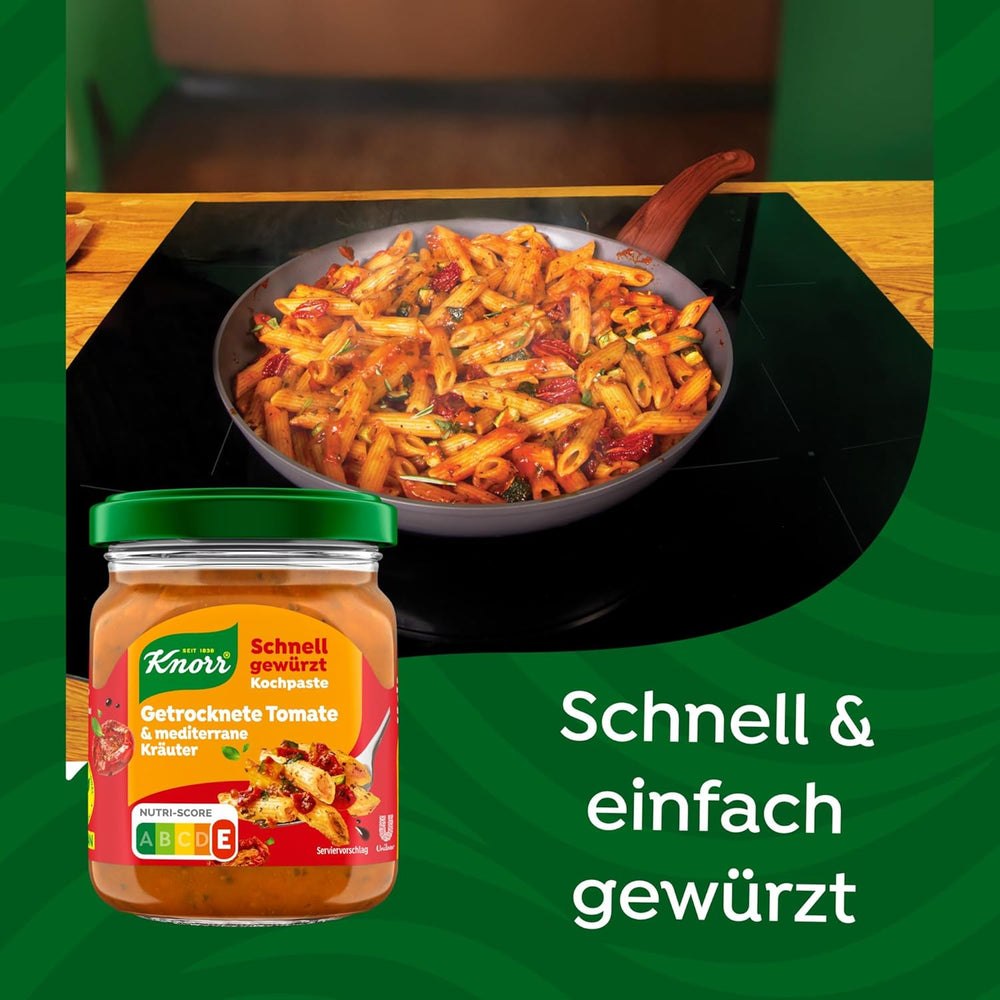 Knorr Schnell gewürzt Kochpaste Getrocknete Tomato & Mediterranean Kräuter einfach & schnell für en besons intensiveen, geballten Gesmack 165 g