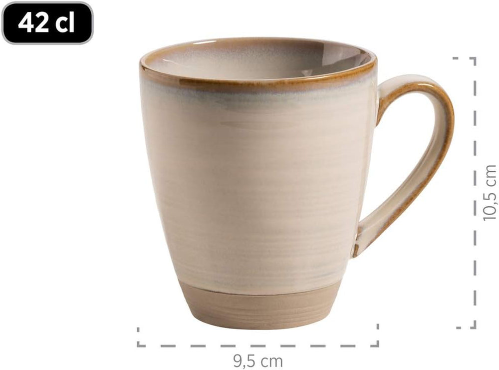 MÄSER 931512 Nottingham Vintage Series Set de veselă pentru 4 persoane, serviciu combinat de 20 de piese cu forme rotunjite neregulate în aspect retro, gresie, bej