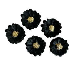 Set 5 decoratiuni comestibile din pasta de zahar, Flori negre-aurii Decoratiuni din Pasta de Zahar Naty Shop