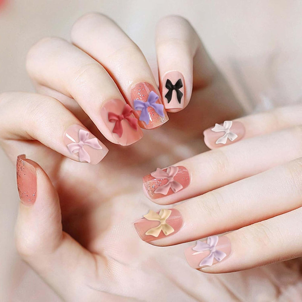 100 Stück 3D Nageldekorations Sets Schleifen Nagelanhänger Nagelkunst Dekorationen Schleife Für Acrylnägel, Süße Kawaii-Schleifenanhänger, Hübsche Nagel-Schleifenanhänger-Dekoration