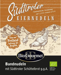 BioGourmet båndnudler med Schüttelbrot fra Sydtyrol (BGB) | Saltede ægnudler med smag og ægte pletter fra Sydtyrol | 1 x 250g Bio