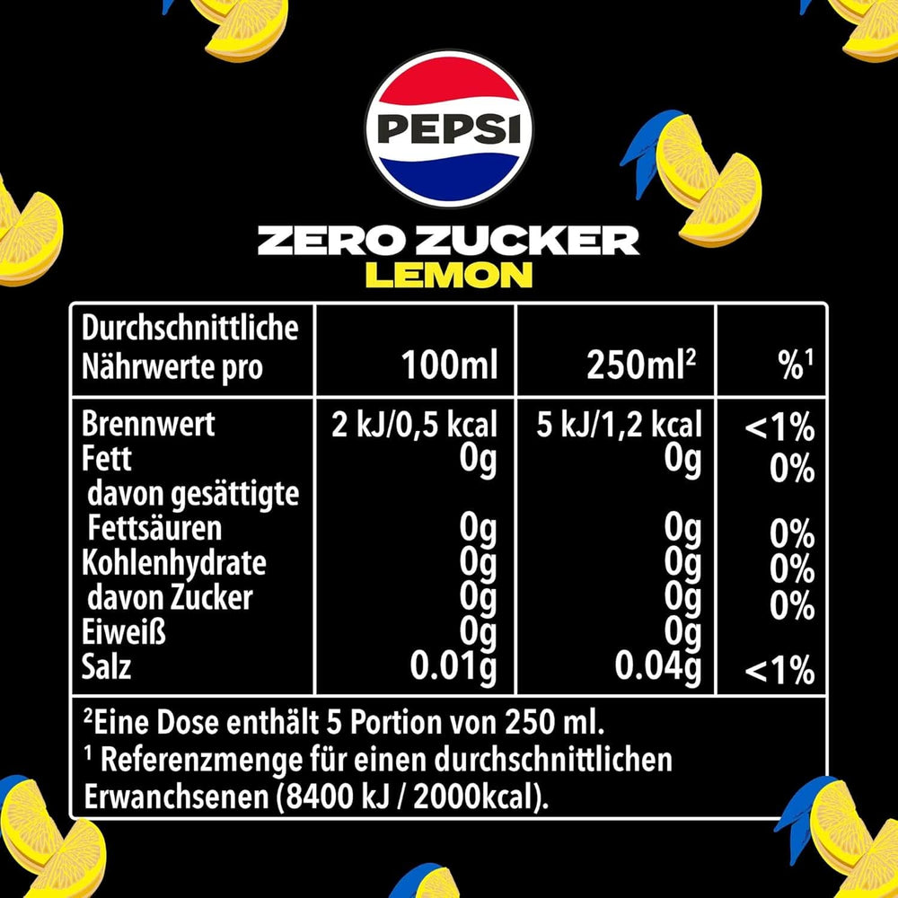 Pepsi Zero Sugar Lemon, Pepsis sukkerfri sodavand med citronsmag, sæt 6 x 1,25 liter Naty Shop