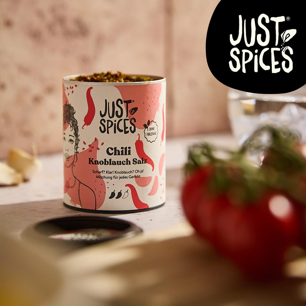 Just Spices Chili Hvidløg Salt I Gewürzmix, der zu allen Gerichten schmeckt I Gewürzdose, 55 g
