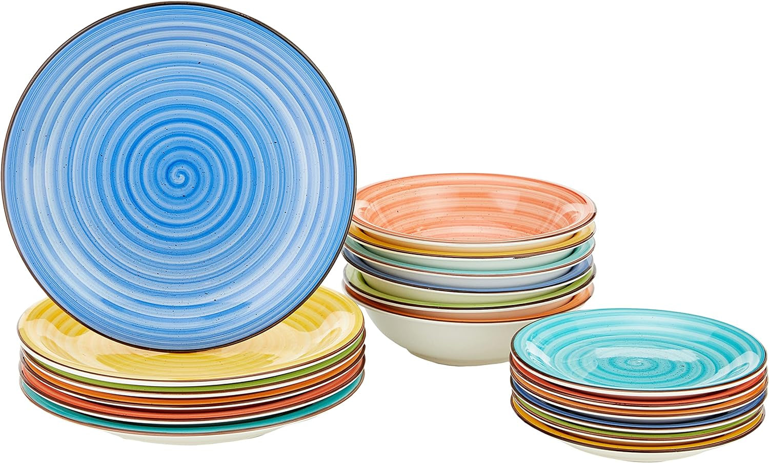 Art&Pepper Tellerservice für 6 Personen, 18-teilig, Steinzeug, handbemalt, mehrfarbig