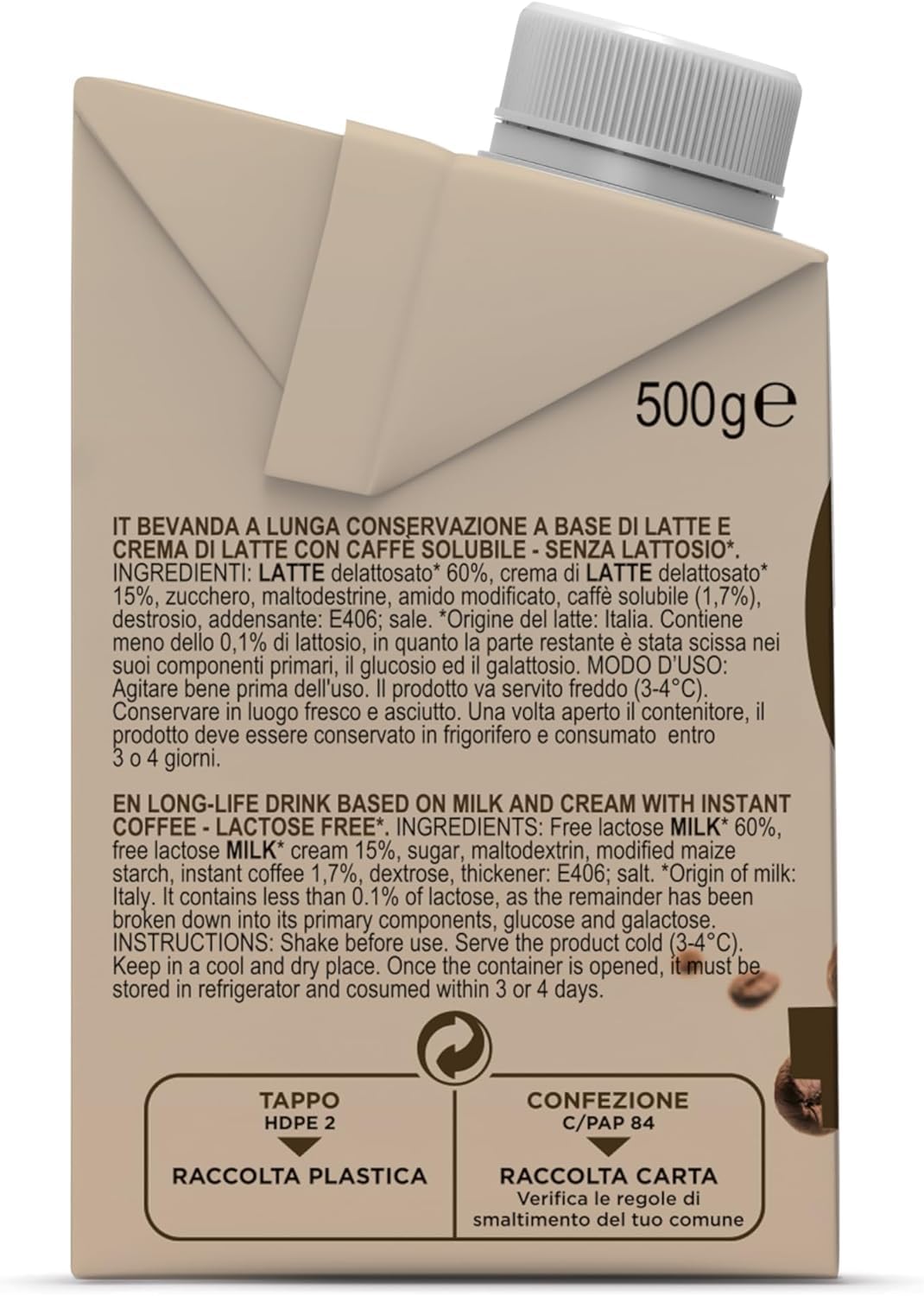 Gimoka Cream Caffè Latte Laktosefri Glutenfri Ingen konserveringsmidler