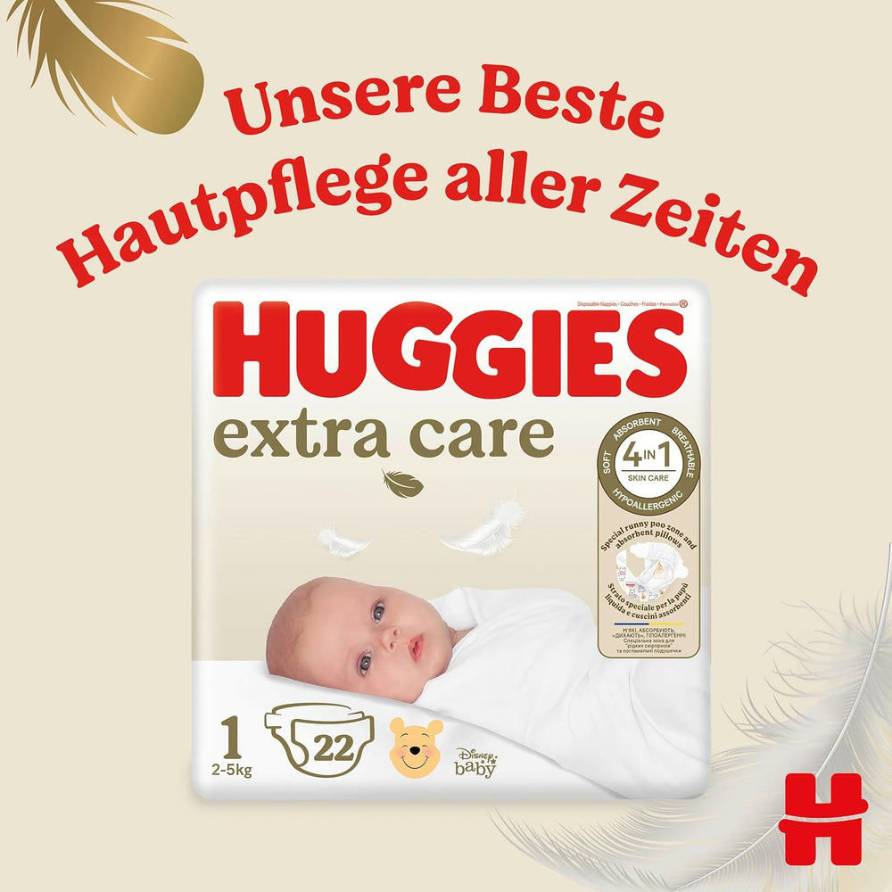 Huggies Newborn bleer, størrelse 1, 100 bleer (2 x 50), halvmåneders æske