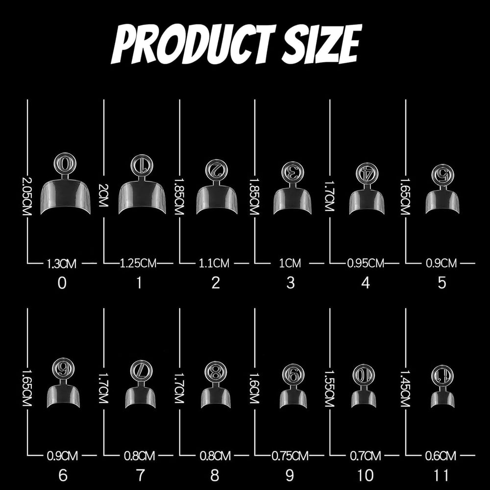 600 bucăți vârfuri de unghii false ovale, 12 dimensiuni vârfuri de unghii scurte, vârfuri de unghii false franceze cu jumătate de acoperire pentru saloane de unghii DIY, transparente