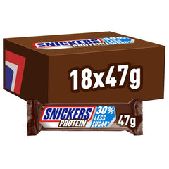 Snickers chokoladeproteinbarer - rig smag med karamelhasselnødder og nougat, bulkpakke 18x47g