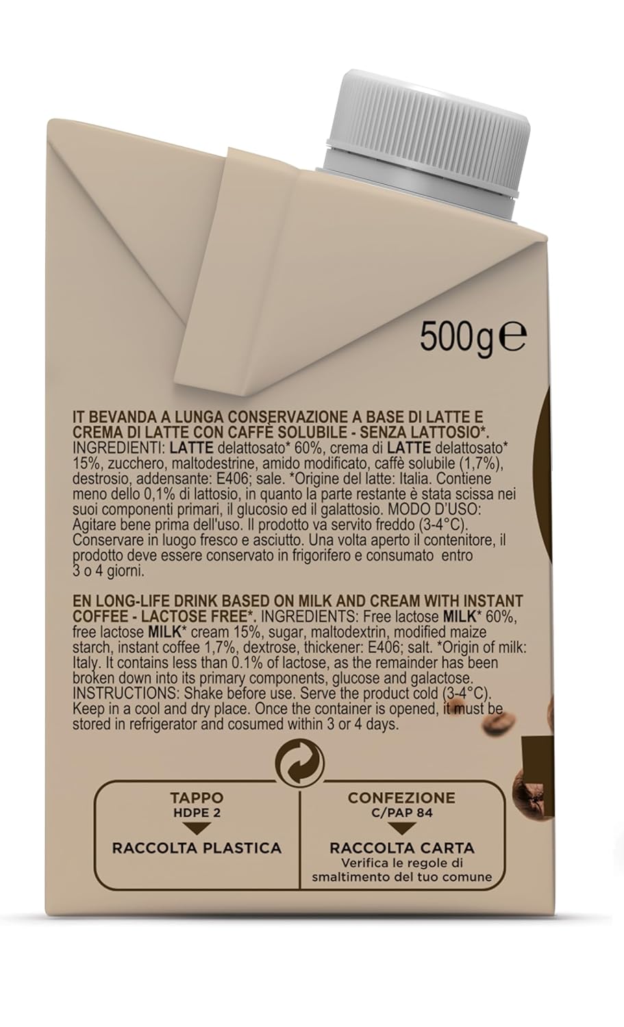 Gimoka Cream Caffè Latte Laktosefri Glutenfri Ingen konserveringsmidler