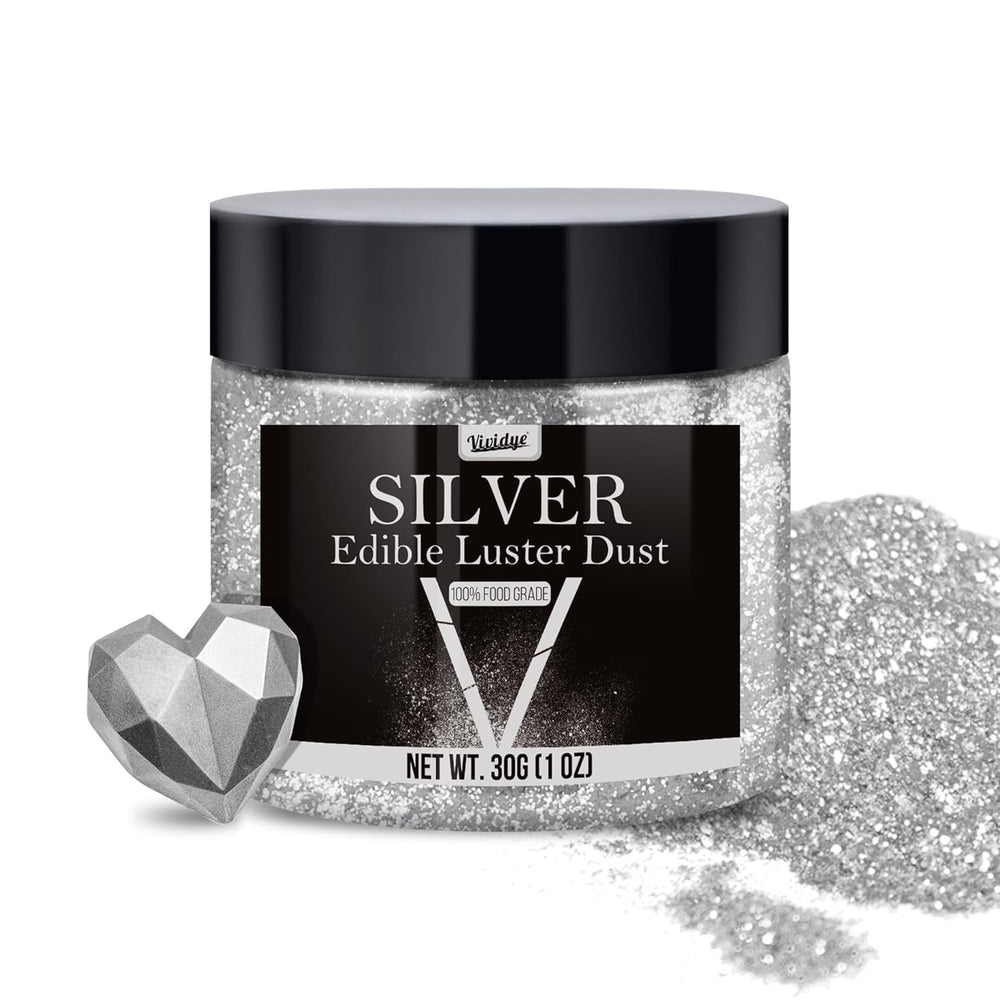 Spiselig glitter, pudder, forskellige farver, 30 gram Naty Shop Silver