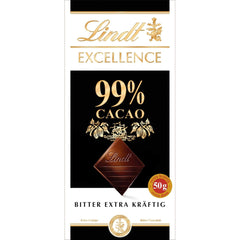 Lindt EXCELLENCE 99% mørk chokoladebar - intens kakaosmag 50 g vegansk premium