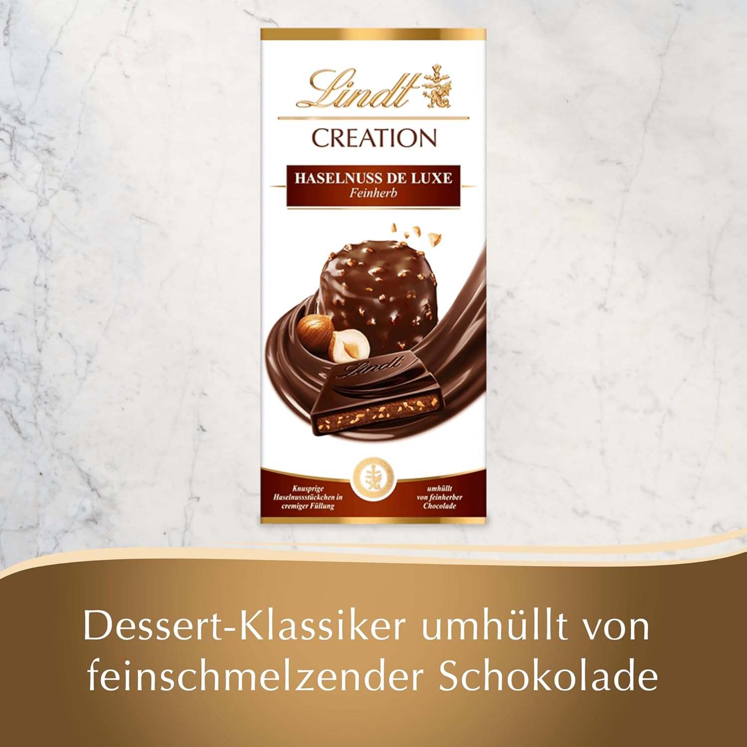 Lindt Creation Hazelnut De Luxe Bar - Mørk chokolade med sprøde hasselnødder i cremet fyld