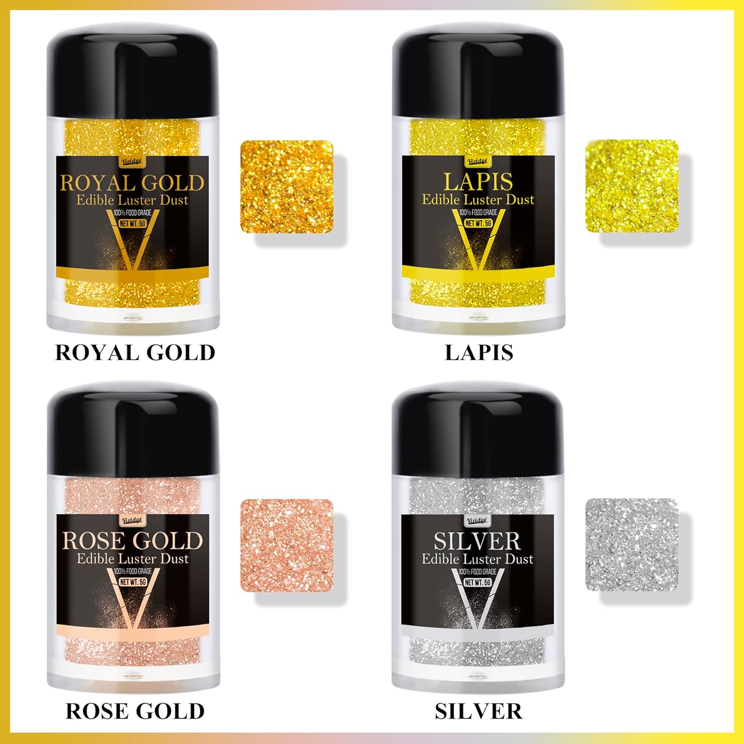 Spiselig glitter, pudder, forskellige farver, 30 gram Naty Shop