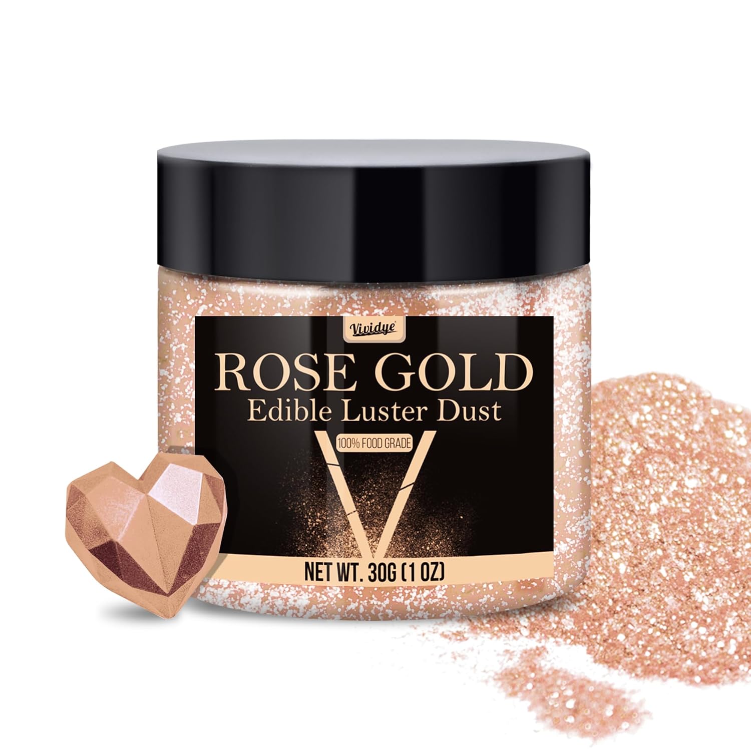Spiselig glitterpulver, forskellige farver, 30 gram Naty Shop Roségold