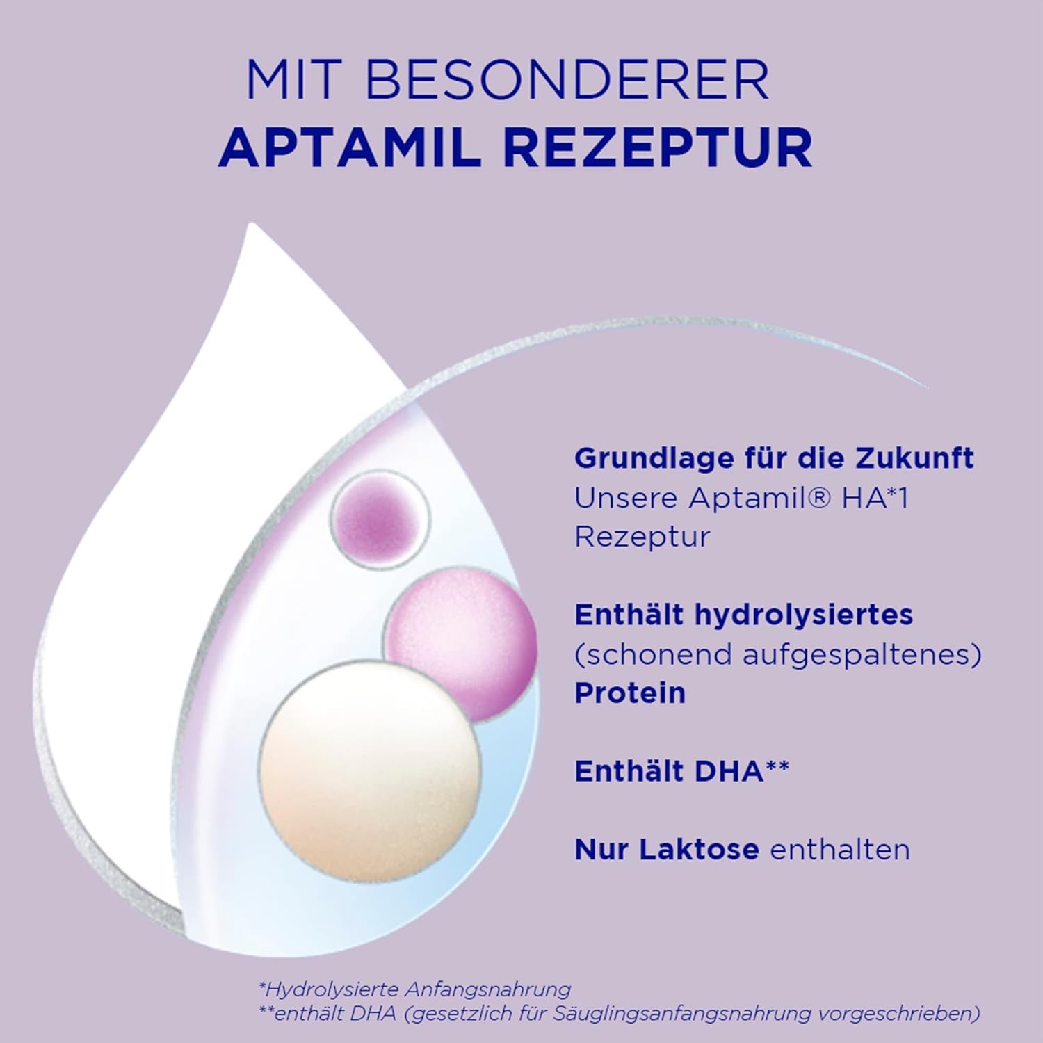 Aptamil HA 1 – Anfangsmilch von Geburt an, Mit DHA, Nur Lactose, Ohne Palmöl, Babynahrung, Milchpulver, 1x 800 g (Packung mit 4)