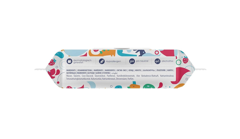 Hârtie igienică umedă Kindii Fun - (10X60 bucăți) Hârtie igienică umedă - Mușețel, Aloe Vera, Ph-Neutru, Vărsabilă, Reîmprospătează zona intimă - 600 bucăți