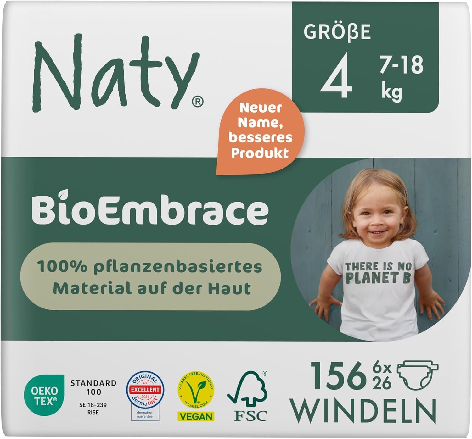 Naty BioEmbrace babybleer, str. 5 (11-25 kg) | 100% plantebaserede materialer, skånsomme mod huden | Åndbar blødhed, dermatologisk testet, fremragende absorption | 80 stk.
