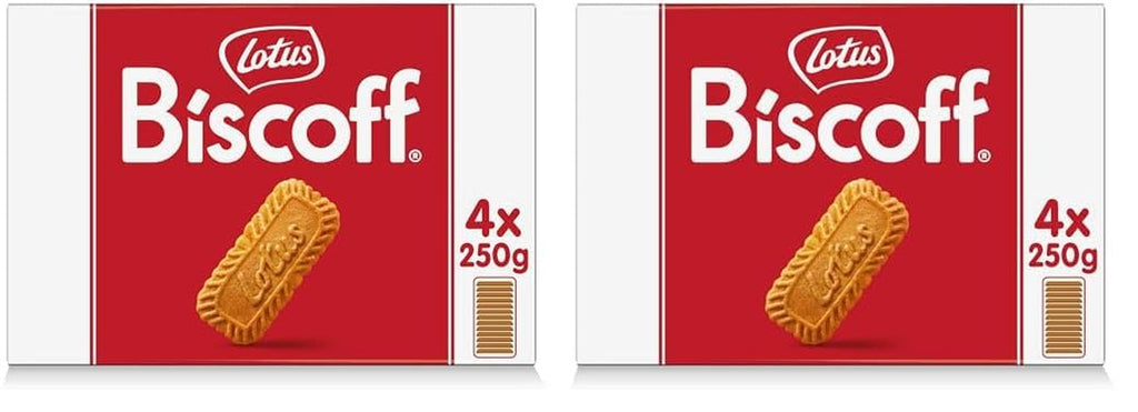 Lotus Biscoff | Biscuite Caramelizate Originale | Gust Crocant Unic | Vegane | Fără Arome sau Coloranți Adăugați | 4 x 250g | 1kg (Pachet de 2)
