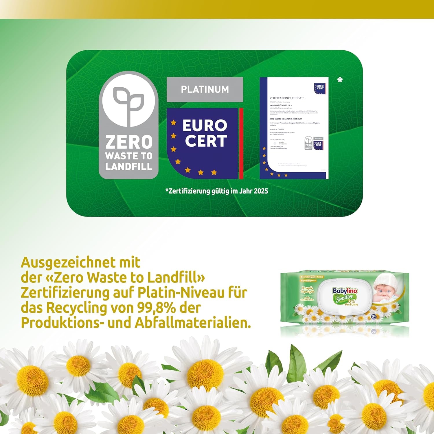 Sensitive babyservietter, 0% duft, 98% naturlig formel, der genopretter hudens pH-balance, friskhedsforsegling, 54 servietter